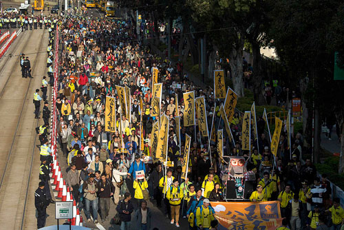 Một phần đoàn người tuần hành hôm qua tại Hồng Kông